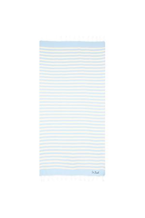 Telo mare in cotone blu e beige SAINT BARTH KIDS | FOUT01200657L